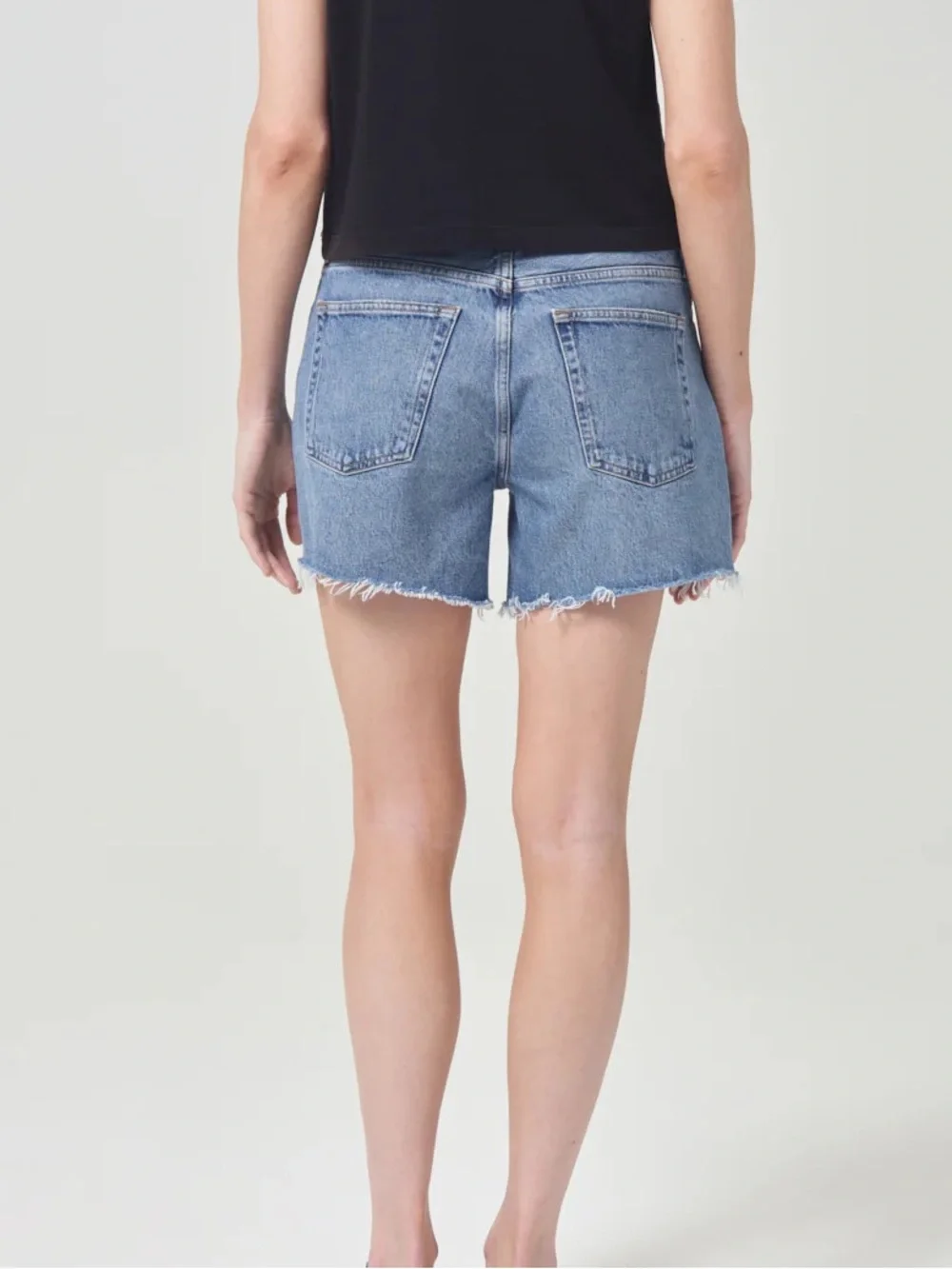 AGOLDE Parker Long Cutoff Denim Jeans Jorts Skywave Medium Blue Wash 32 $148